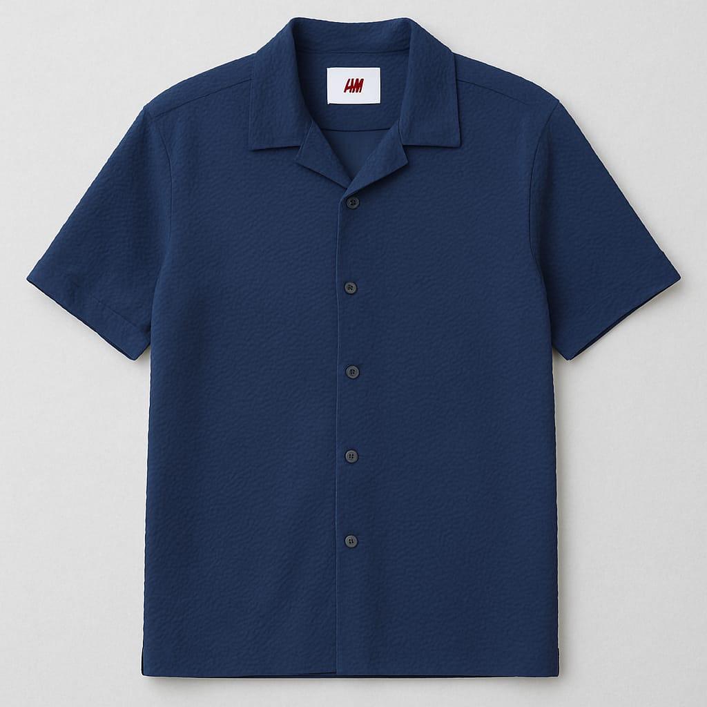 Classic Navy Short-Sleeve Button-Up Shirt