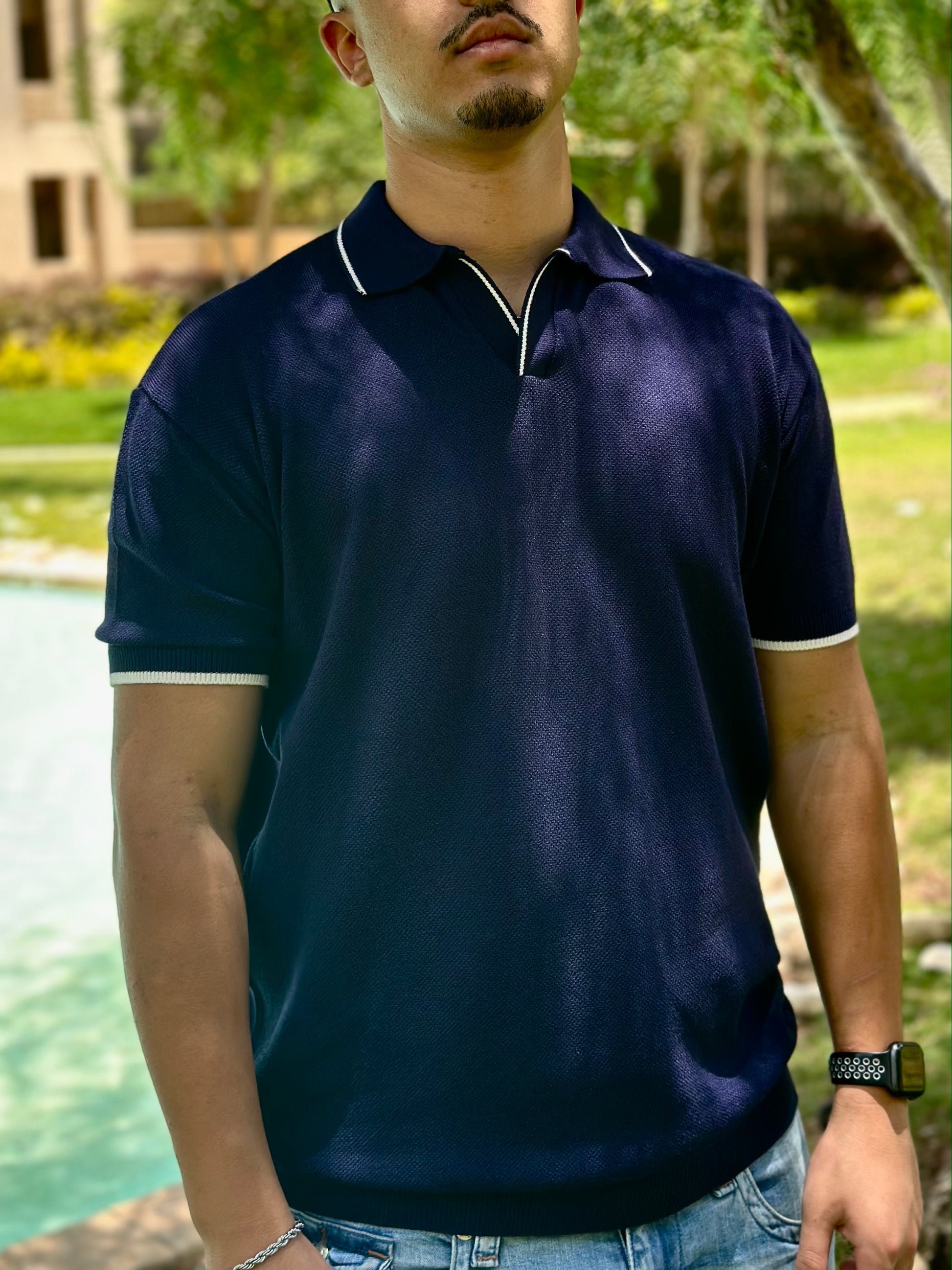 The Outlined V-Edge Polo